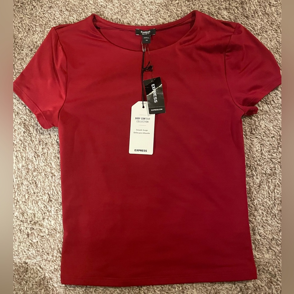 New red Express crop top